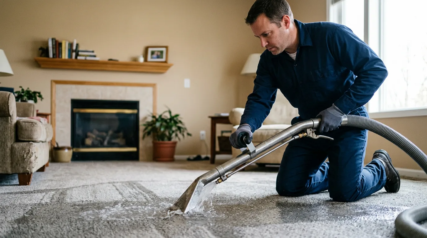 Water damage restoration technician working near Aristes, PA